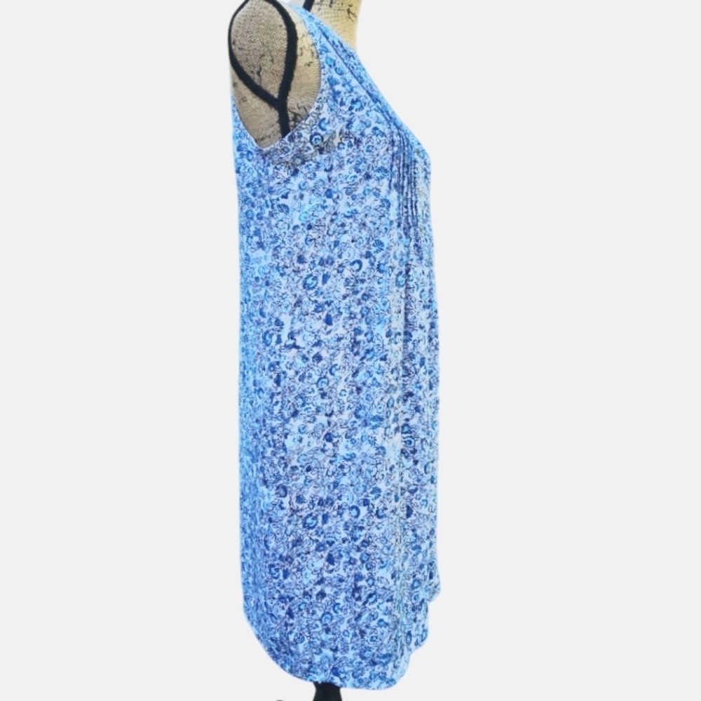 Maternity Gap Sleeves Fit- Flare Chic Blue/White Floral Dress, Size XS - Picture 3 of 6